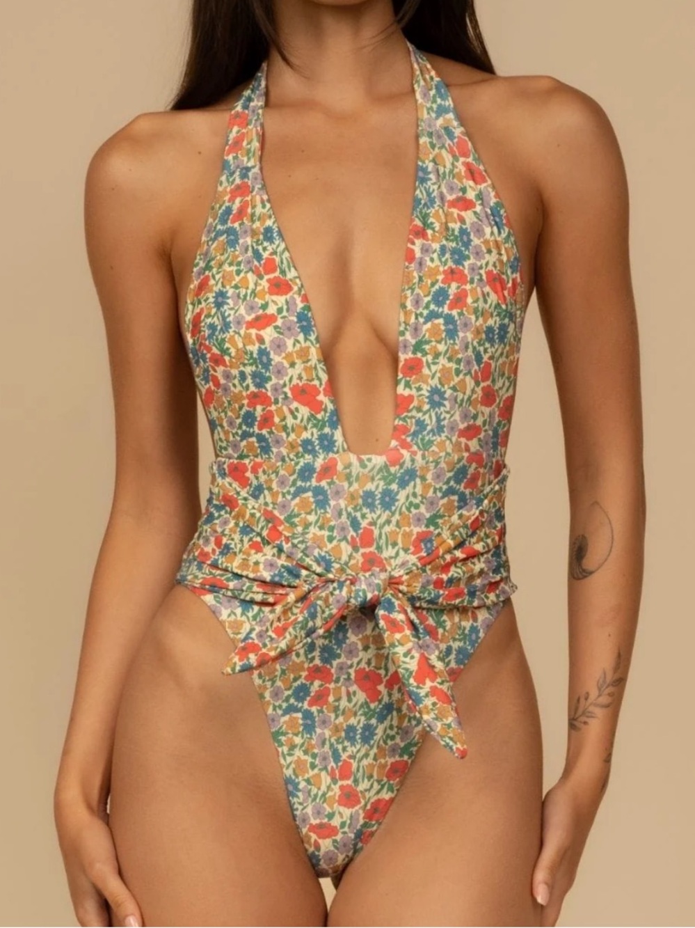 NEW! Montce Florencia Floral Tropez Tie-Up one piece swimsuit